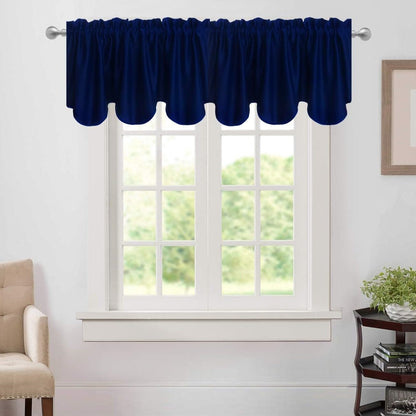 Aquazolax Navy Valances Curtain for Windows, Blackout Extra Long Rod Pocket Valances for Kitchen Bedroom, Small Window Treatment Valances 52inch x 18inch, Single Panel
