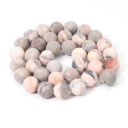 Siomia 60pcs 6mm Natural Matte Pink Zebra Jasper Beads Energy Healing Crystal Round Loose Stone Beads for Jewelry Making, DIY Bracelets Necklaces