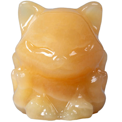 QLRSUXN Yellow Jade Nine Tailed Fox Decor,2 Inch Healing Crystals Fox Statue,Lucky Guardian Pocket Fox Figurines as Women’s Gifts,Fox Figurine for Office Home Decor and Ornament.