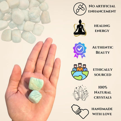 Karma Gems Amazonite Tumbled Stones Natural Crystal Kit for Reiki Healing Crystal Polished, Tumble Stones, Chakra Balancing, Reiki Gift, Home Decor (15-25 MM)