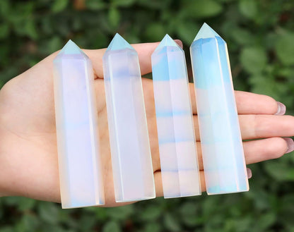 LAIDANLA Opal Healing Crystals Wands 3.5-4" Polishing Natural Reiki Energy Wand Stone Hexagonal Point Obelisk Large Crystal Gemstones for Meditation Therapy Crystal Grid Gifts Decoration 1Pcs