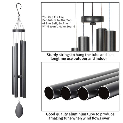 Epartswide Large Wind Chimes Outside Deep Tone,44" Memorial Wind Chimes Outdoor with 4 Heavy Tubes Soothing Melody Sympathy Gift for Mom Patio Hanging Decor