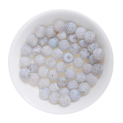 10mm Natural Grey Frosted Agate Gemstone Round Loose Beads Crystal Stone Bracelet Necklace Accessories Crafts for Jewelry Making DIY,1 Strand 15"