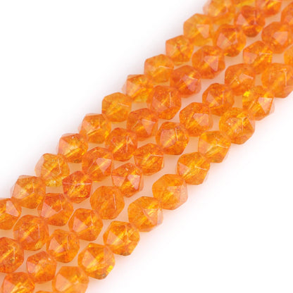 GEM-Inside 8MM Faceted Dyed Citrine Crystal Beads for Cambay Agate Beads for Jewelry Making Beads Gemstone Gem Loose Beads Findings Accessories Strand 15 Inches
