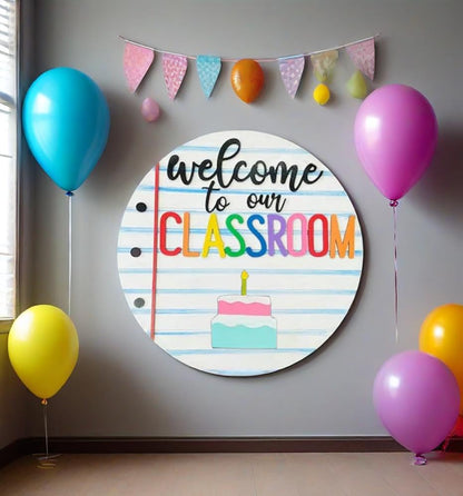 Welcome to Classroom Front Door Decoration Sign, Seasonal Door Sign,- Interchangeable Wooden Plaque for Classroom/Home, DIY Wall Decor for Christmas Holidays & Back-to-School,13 Patterns