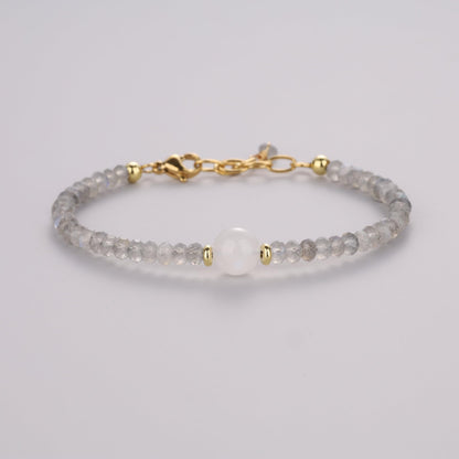 COAI Labradorite Bracelet Moonstone Bracelet Stone Beaded Bracelet for Women