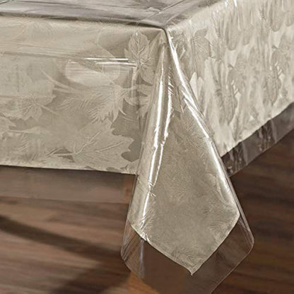 sancua Clear Plastic 100% Waterproof Tablecloth - 54 x 78 Inch - Vinyl PVC Rectangle Table Cloth Protector Oil Spill Proof Wipe Clean Table Cover for Dining Tables, Parties & Camping, Crystal Clear