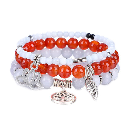 UEUC Tree of Life Yoga Healing Stone Bracelets, Multilayer Lotus Chakra Stone Reiki Bracelet Sets, Anxiety Crystal Natural Stone,for Women Stress Relief(#61)