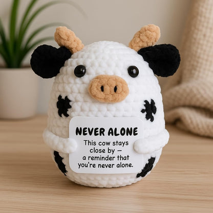 DEYBA Handmade Crochet Cow Plush with Message Card – Soft Knitted Comfort Gift, A Heartfelt Symbol of Love, Friendship & Support for Someone Special