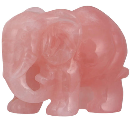 SMQ Rose Quartz Crystal Elephant Statue Decor Carved Good Lucky Pocket Small Figurine Spiritual Animal Carvings Home Office Desk Ornament Elephant Gifts for Women Adults,2"