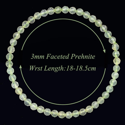 MASSIVE BEADS Natural Genuine Gemstone Beads Healing Crystal Chakra Reiki Jewelry Faceted Round Beads Bracelets (Prehnite, 3mm)