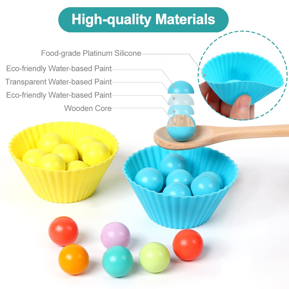 XISTEST Kids Wooden Toy, Children's Toys for 3 Years Old, Montessori Board, Fine Motor Early Education Color Recognition Chopsticks Clip Beads Hands Brain Training