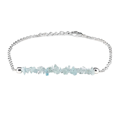 Gempires Natural Gemstone Chip Bar Bracelet for Women, Crystal Healing Bracelet, Multiple Gemstone Options, Adjustable Yellow Gold Plated Chain (7” + 1” Extender), Dainty Stackable Jewelry Gift for Her (Aquamarine)