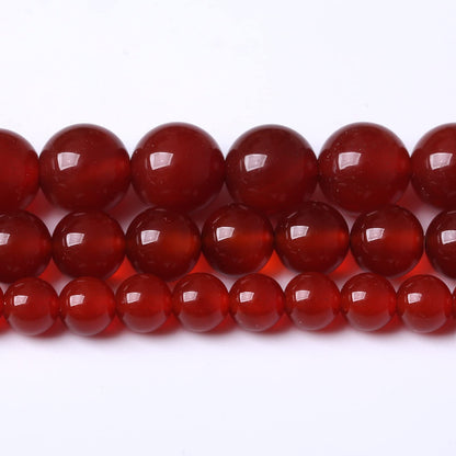 60PCS 6MM Beads Natural Red Agate Round Loose Semi-Precious Gemstone Round Loose Beads for Jewelry Making 15Inch