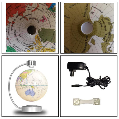 Magnetic Levitation Floating Globe NHSUNRAY 8'' Levitation Rotating Ball LED Illuminated World Map Earth for Desktop Office Home Decor (White)