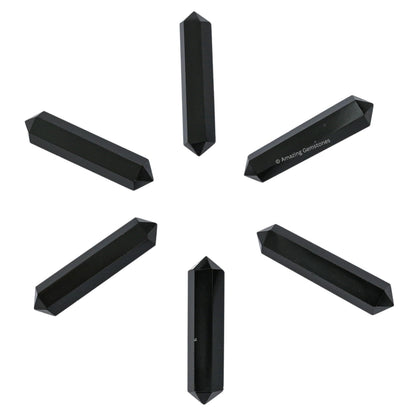 Amazing Gemstone Black Obsidian Crystal Points Bulk Healing Crystals and Stones - Pack of 3 Double Terminated Healing Wand Point Bulk Crystals for Crafts, Crystal Grid, DIY Work - Premium Crystals