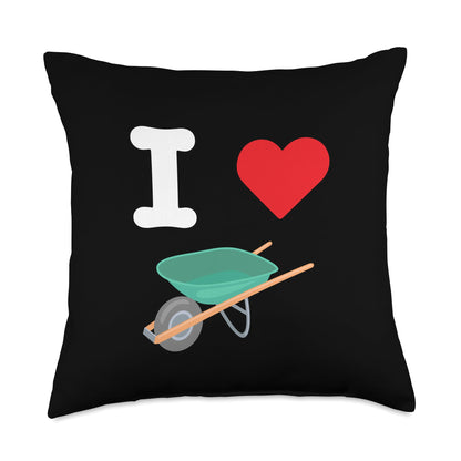 I Love Wheelbarrows Construction Single Wheel Transport Throw Pillow