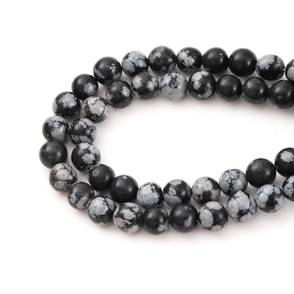 10mm 38pcs DIY Natural Black Snowflake Obsidian Stone Beads Round Healing Crystal Gemstone Loose Beads for Jewelry Making Handmade Bracelet Necklace