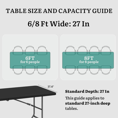 YITAHOME 6ft Folding Table w/1.38" Thick Tabletop Heavy Duty, Portable Outdoor Folding Table w/Carrying Handle for Camping Picnic Parties/Indoor Events, Black