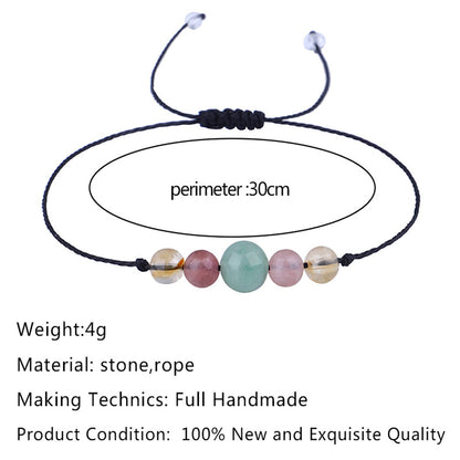 Caiyao Multistyle Healing Crystal Stone Bead Bracelet with Meaningful Card Handmade Adjustable Wax Rope Yoga Amethyst Tigereye Chakra Bracelets for Women Men Meditation Relax Anxiety Jewelry-Luck