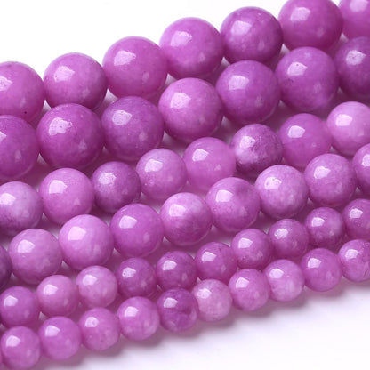 60PCS 6MM Purple Jade Beads Stone Beads Energy Healing Beads for DIY Jewelry Bracelet Necklace Making for Jewelry Making15Inch