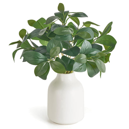 Dahey Fake Plants in Small Ceramic Vase Realistic Artificial Faux Plants Indoor Modern Farmhouse Table Centerpieces for Bathroom Kitchen Shelf Living Room Home Greenery Decor, White
