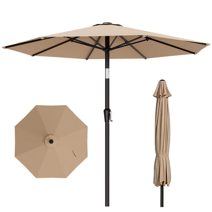 AreShark 10 FT Outdoor Patio Umbrella, Patio Table Umbrella with Push Button Tilt and Crank, Outdoor Patio Umbrellas with 8 Fiberglass Ribs, Patio Umbrellas for Market, Garden, Pool (Beige)