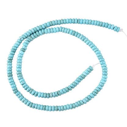 150pcs 4x2mm Natural Turquoise Disk Rondelle Spacer Semi Precious Gemstone Loose Stone Beads for Jewelry Making 15 Inch