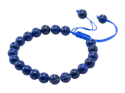 Amazing Gemstone Lapis Lazuli Bracelet for Women Men's Gifts - Protection Healing Crystal 8mm Gemstones Beaded Adjustable Bracelet Pulseras Para Hombres Mujer Stocking Stuffers (Lapis Lazuli Onyx)