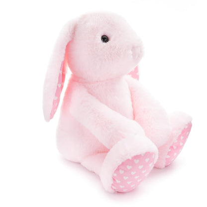 WEIGEDU Pink Rabbit Bunny Stuffed Animal Plush Toys with Floppy Ears & Heart Print for Lover, Kids, Boys, Girls, Babies - Perfect Birthday Nursery Décor Easter Christmas Bedtime Gift