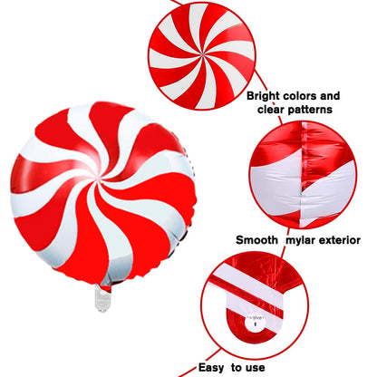 YUJUN 23Pcs Christmas Candy Cane Foil Balloons for Xmas Photo Backdrop Candies Theme New Year Christmas Decoration Party Supplies