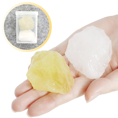 Orientrea Raw Citrine Rough Crystal with Clear Quartz, Natural Citrine Crystal and Healing Stones for Tumbling, Decoration, Polishing, Wire Wrapping, Wicca & Reiki 2PCS