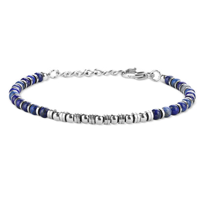 GAVU Hematite Lapis Lazuli Bracelet, Crystal Beaded Bracelet for Men