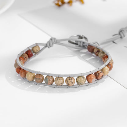 Plumiss Women Natural Agalmatolite 6mm Healing Stone Bead Wrap Bracelets Jewelry Gift