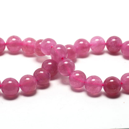 DIQIO Jade Stone Beads for Jewelry Making - 6mm Gemstone Round Loose Beads for Bracelets(58-60pcs, Strawberry Quartz Jade)
