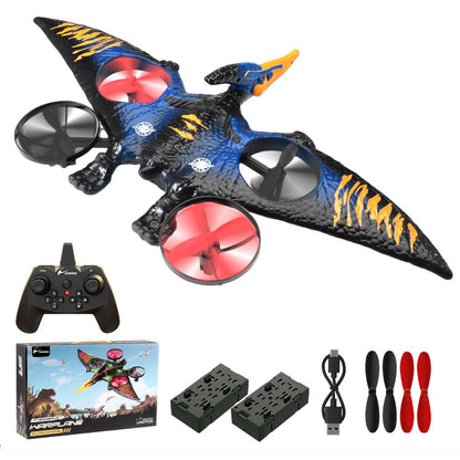 Dinosaur Remote Control Drone, 2.4G EPP Foam RC Pterodactyl Hobby RC Airplanes with 6-Axis Gyro, One Key Takeoff Landing, Stunt Roll & 360 Flip, Fighter Jet Toy Christmas Birthday Gift for Boys Girls
