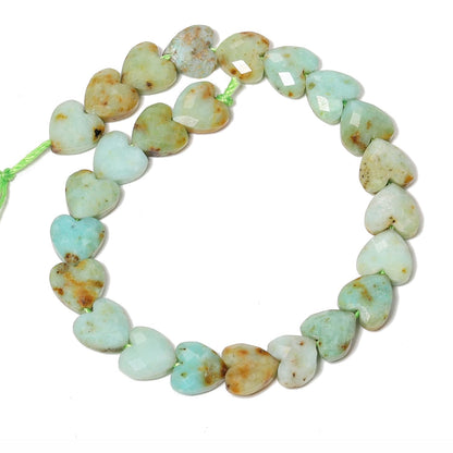 Nitopupu 22pcs Faceted Heart Stone Beads Natural Green Opal Bead 8mm Crystals and Healing Stones for Jewelry Making Supplies,Friendship Bracelet Kit,Love Gifts