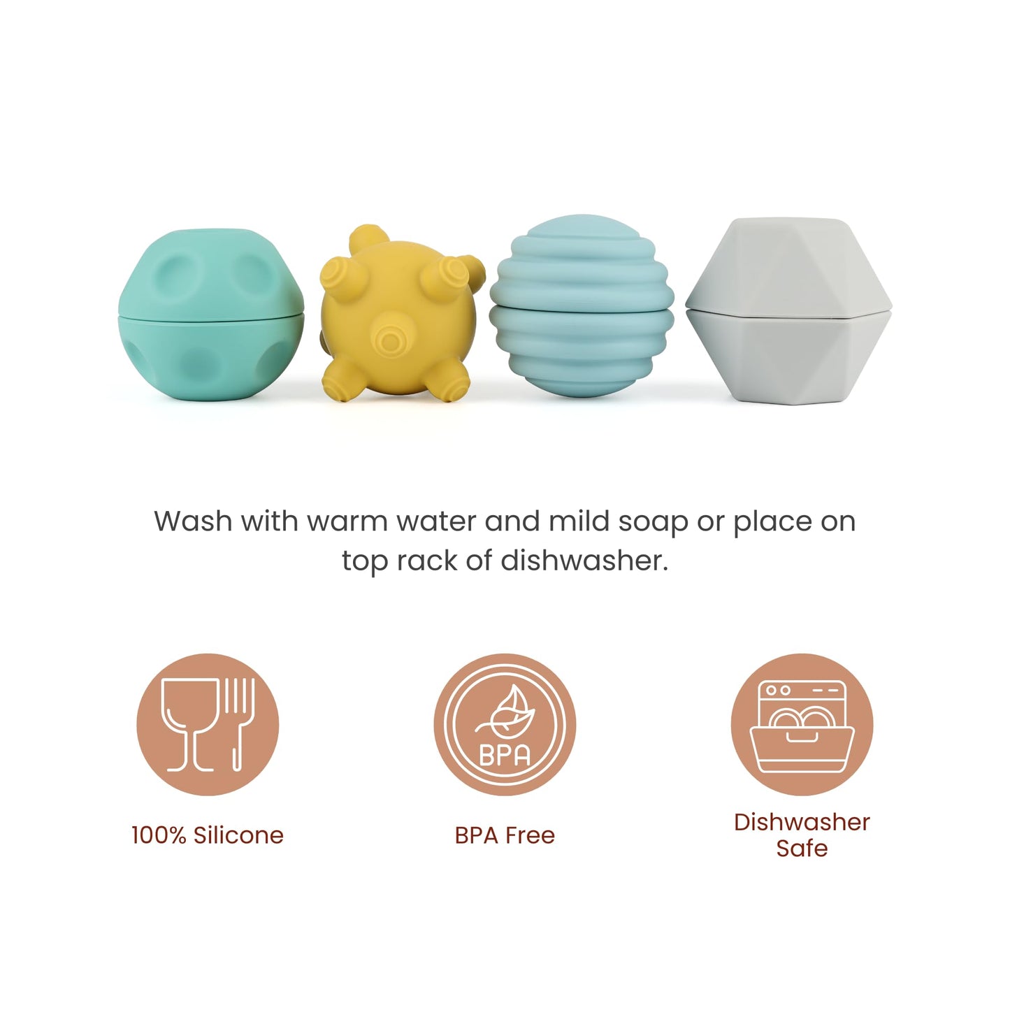 4 Pack Silicone Spheres Sensory Toys, Silicone Sensory Balls for Baby Boys & Girls