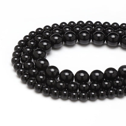 60pcs 6mm Natural Black Onyx Agate Gemstone Beads Energy Healing Crystal Round Loose Stone Beads for Jewelry Making, DIY Bracelets Necklaces