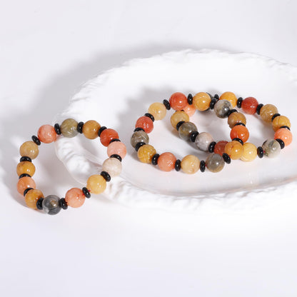 Lusomch Handmade Natural Jade Beaded Bracelet for Women & Men – Genuine Green/White Jade Gemstone Stretch Bracelet – Lucky Energy Healing Jewelry Gift for Peace, Prosperity & Protection ST-V-04