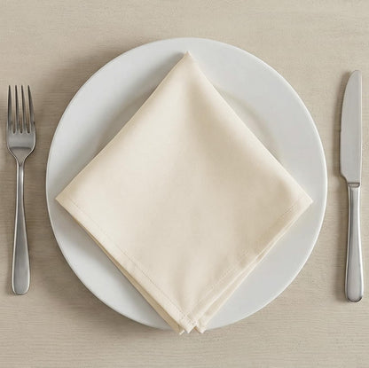 Palisa Almond Beige Polyester Cloth Dinner Napkins Pack of 12 | 18x18 Inch Reusable & Washable Table Linen Napkins for Everyday Use Wedding Parties Banquet & Hotel