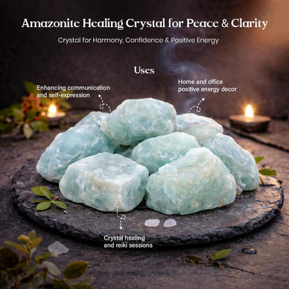 Crocon Amazonite Rough Bulk Natural Stone Raw Gemstone Tumbling Cabbing Polishing Gem Mining Chakra Balancing Reiki and Crystal Healing Good Luck Home Office Size : 1 LB