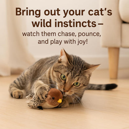 CKFPS Flying Bird Cat Toy (Not a Flying Bird) – Interactive Flappy Bird Toy for Indoor Cats, USB Rechargeable with Real Feathers, Chirping Sounds & Remote Control