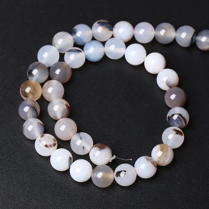 10mm 36pcs Natural Sardonyx Ocean White Agate Stone Beads for Jewelry Making DIY Bracelet Necklace Accessories 15" Energy Healing Power Stone Beads (Sardonyx White Agate, 10mm)
