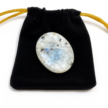 Wholesalegemshop Rainbow Moonstone Thumb Worry Stones Metaphysical Gemstone Crystal Healing Reiki Men Women Gift FENG Shui Positive Energy Love Wellness Palm Stones Wicca Powerful