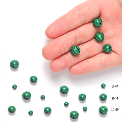 35pcs 10mm Malachite Loose Beads for Jewelry Making, Natural Semi Precious Beads Round Smooth Gemstone Spacer Beads Charms for Necklaces Bracelets