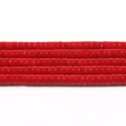 NITOPUPU 150Pcs 4×2mm Natural Red Coral Spacer Stone Beads for Jewelry Making Supplies, Loose Semi Flat Round Gemstone Tube Beads for Bracelets DIY Crafts