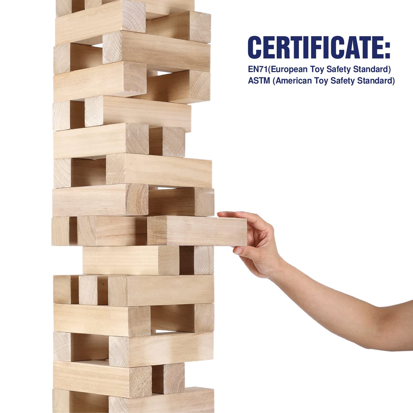 GOTHINK Giant Tumbling Tower Game, Super Large 51pcs Wooden Blocks Stacking Game, Stacking to Over 6 Feet, Jumbo Timber Blocks with Carry Bag, Jumbo Outdoor Indoor Game Toy Gift for Kids and Adults