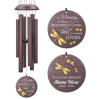 Extrabily Sympathy Wind Chimes, Personalized Dragonfly Wind Chimes for Loss of Loved One, Commemorative Sympathy Gifts for Funeral, in Memory of Dad/Mom 36inch (Produced in USA)