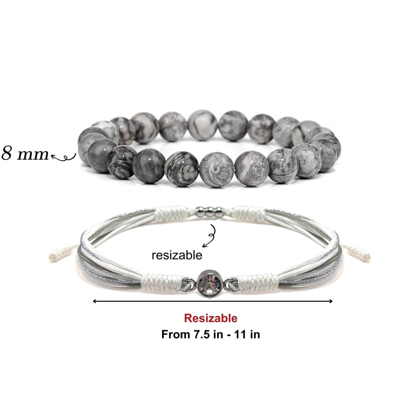 Crgwxzl April Birthstone Bracelets for Women Men,Healing Crystal Protection Stone Map Stone Beads Bracelet,String Wrap Zodiac Month Bracelets Birthday Jewelry Gifts
